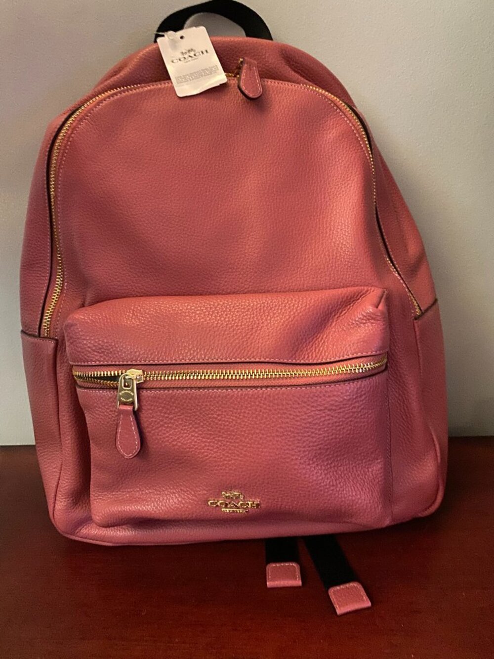 Coach F29004 Pink Charlie Medium Pebbled Leather Backpack - NEW